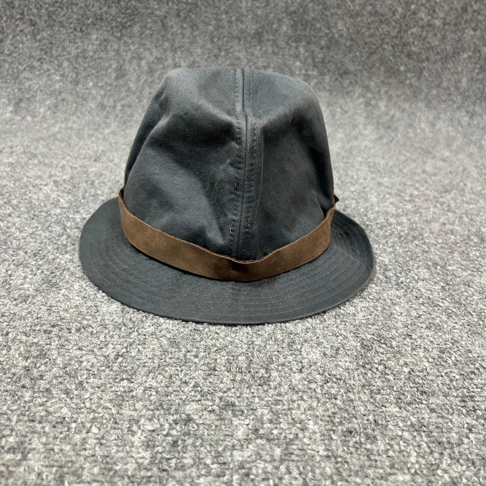 Paul Smith Mens Fedora Hat Blue Grey Brown Leather Band Size M Cotton Twill
